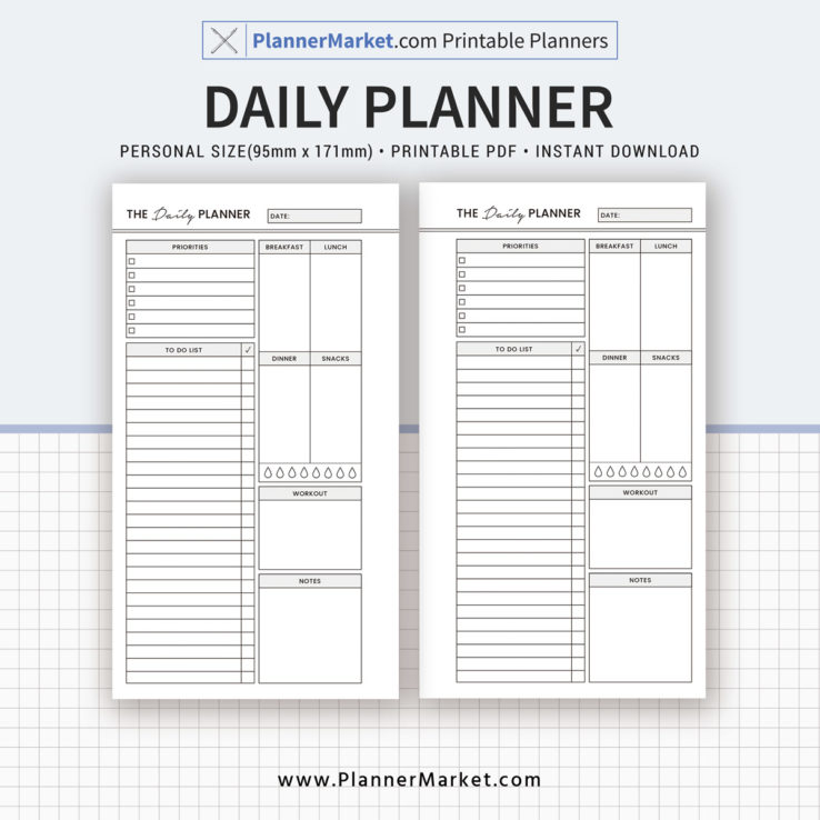 Daily Planner, Personal Size Inserts, Planner Refill, Planner Binder