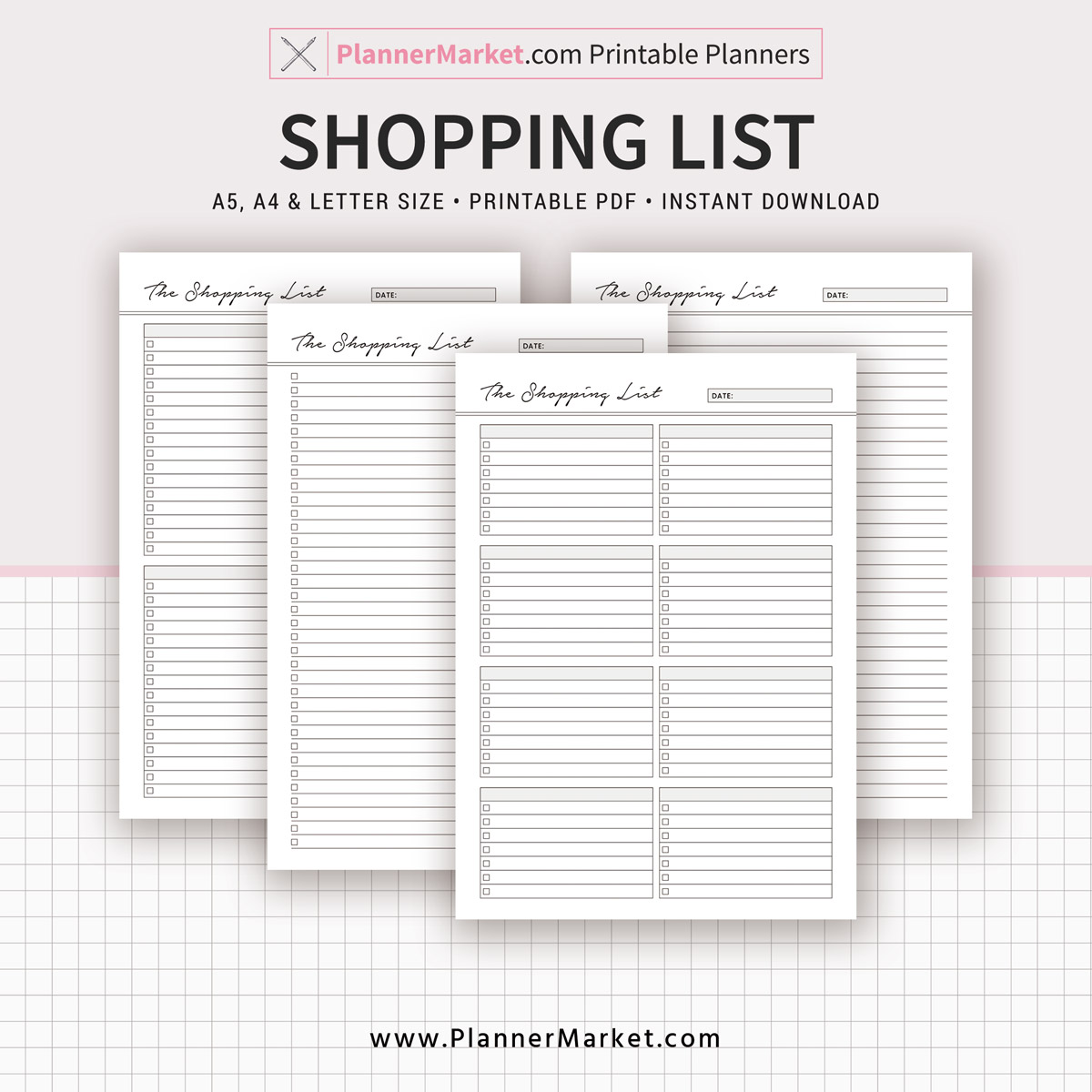 Letter Grocery Work A5 Checkbox Blank To Do List Printable Planner 