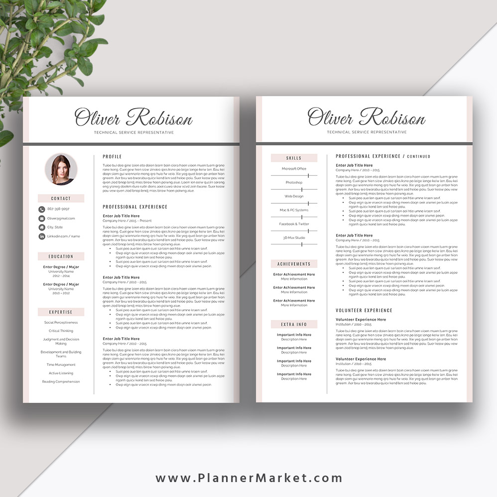 professional resume template  cv template  3 page