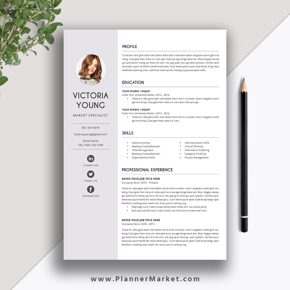 unique resume template  cover letter  word  creative cv