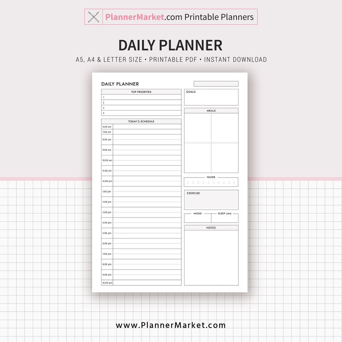 Daily Weekly Monthly Planner, Printable Planner, Filofax A5 Inserts, A5 ...