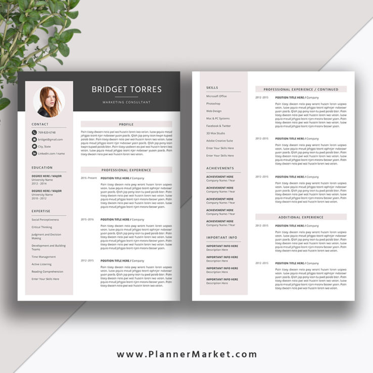 Modern Resume Template 2021, Creative CV Template, Word ...